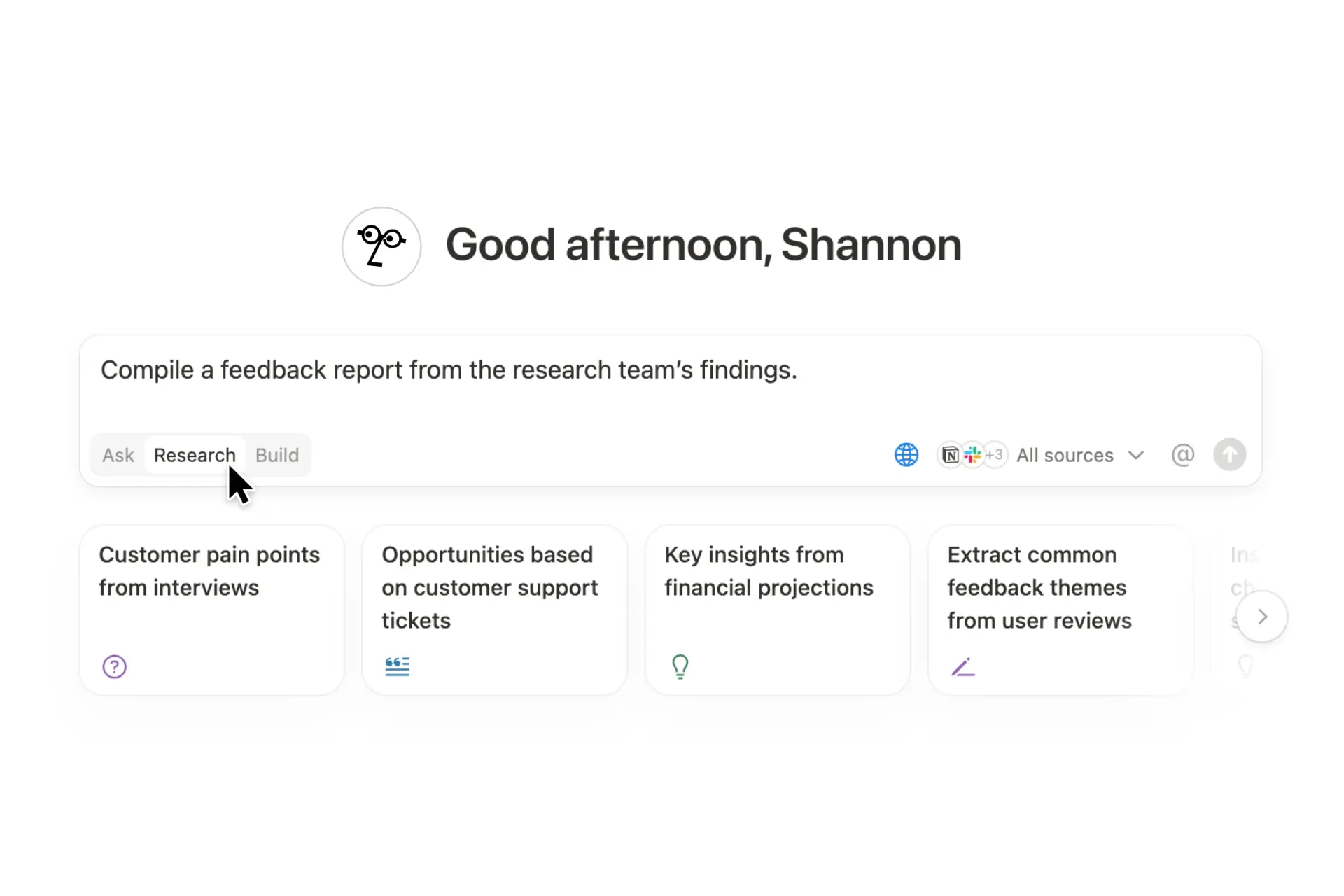 AI chat request to compile research findings