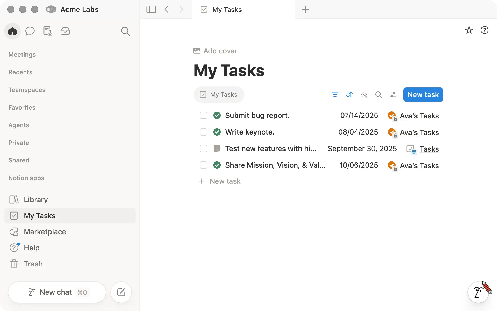My Tasks hero