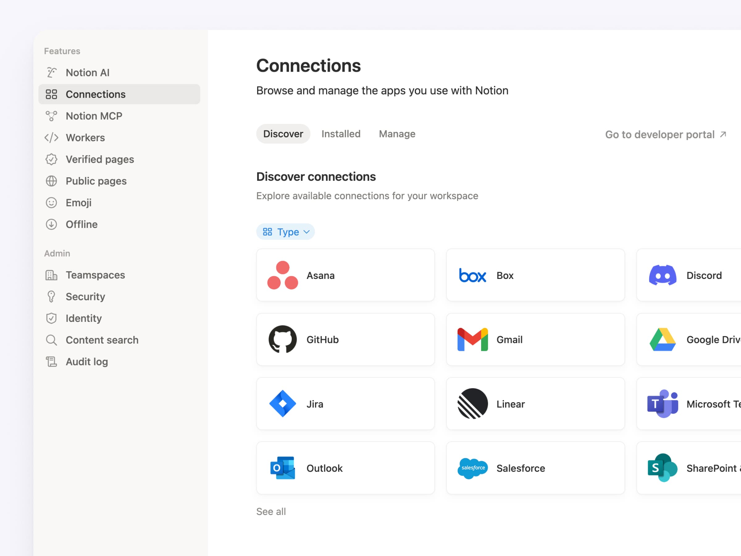Manage all connections from one tab