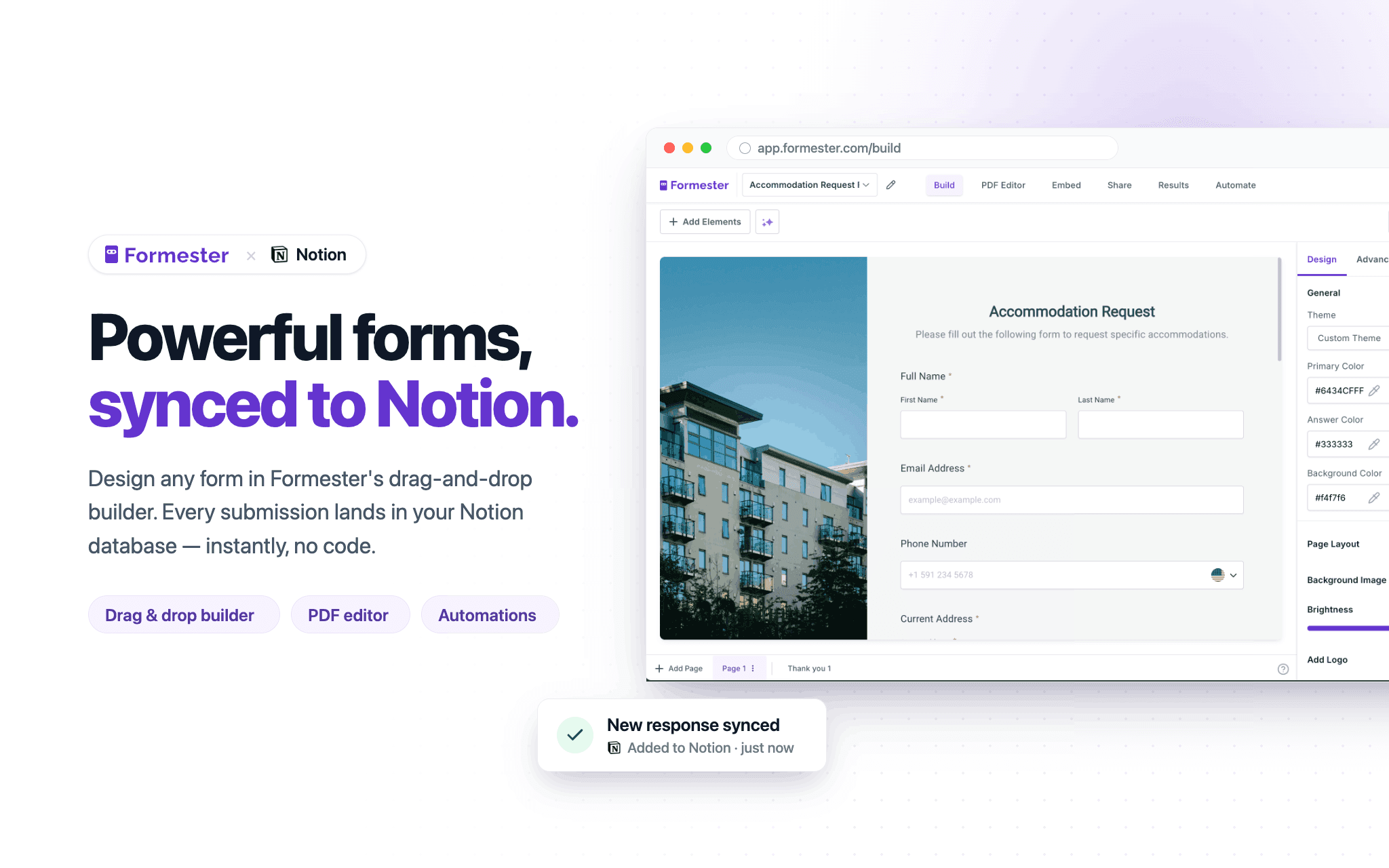 Send form responses from Formester directly to Notion database