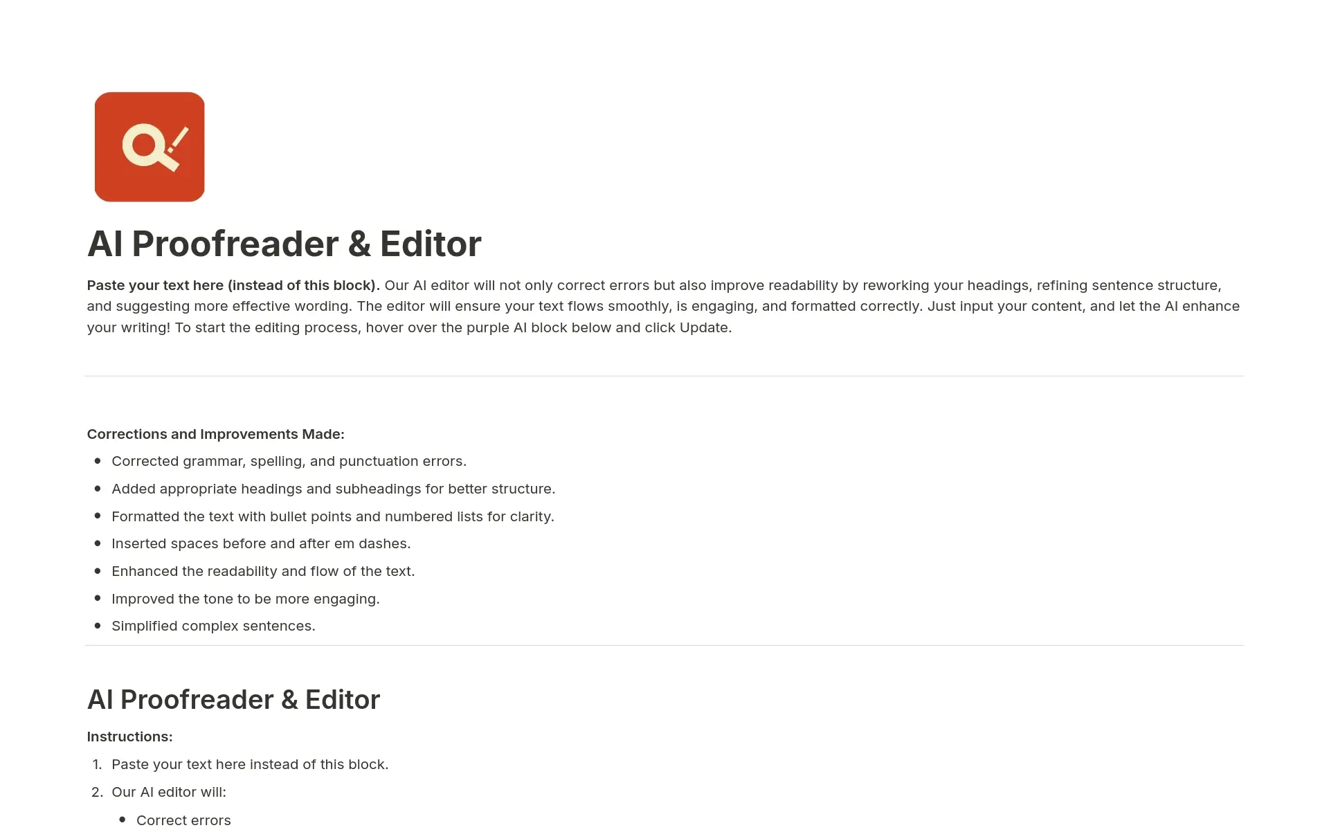 Screenshot of Rewrite, remix, and repurpose collection by Notion